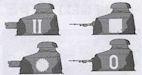Тактические знаки, нанесенные на башни танков FT-18 Национально-революционной армии.