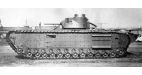 Опытный тяжелый танк A20 с башней Матильды на судостроительном заводе Harland & Wollf в Белфасте. Амбразура в борту предназначена для установки пулемета Besa