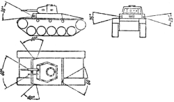 Фиг. 16. Танк Т-2б. Пространство у танка вне поля зрения
