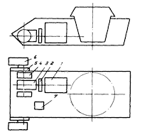 Рис. 25. Схема компоновки танка с носовым расположением двигателя и трансмиссии